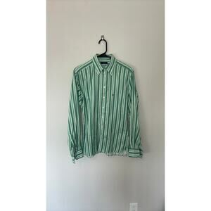 Burberry small green button down UK made